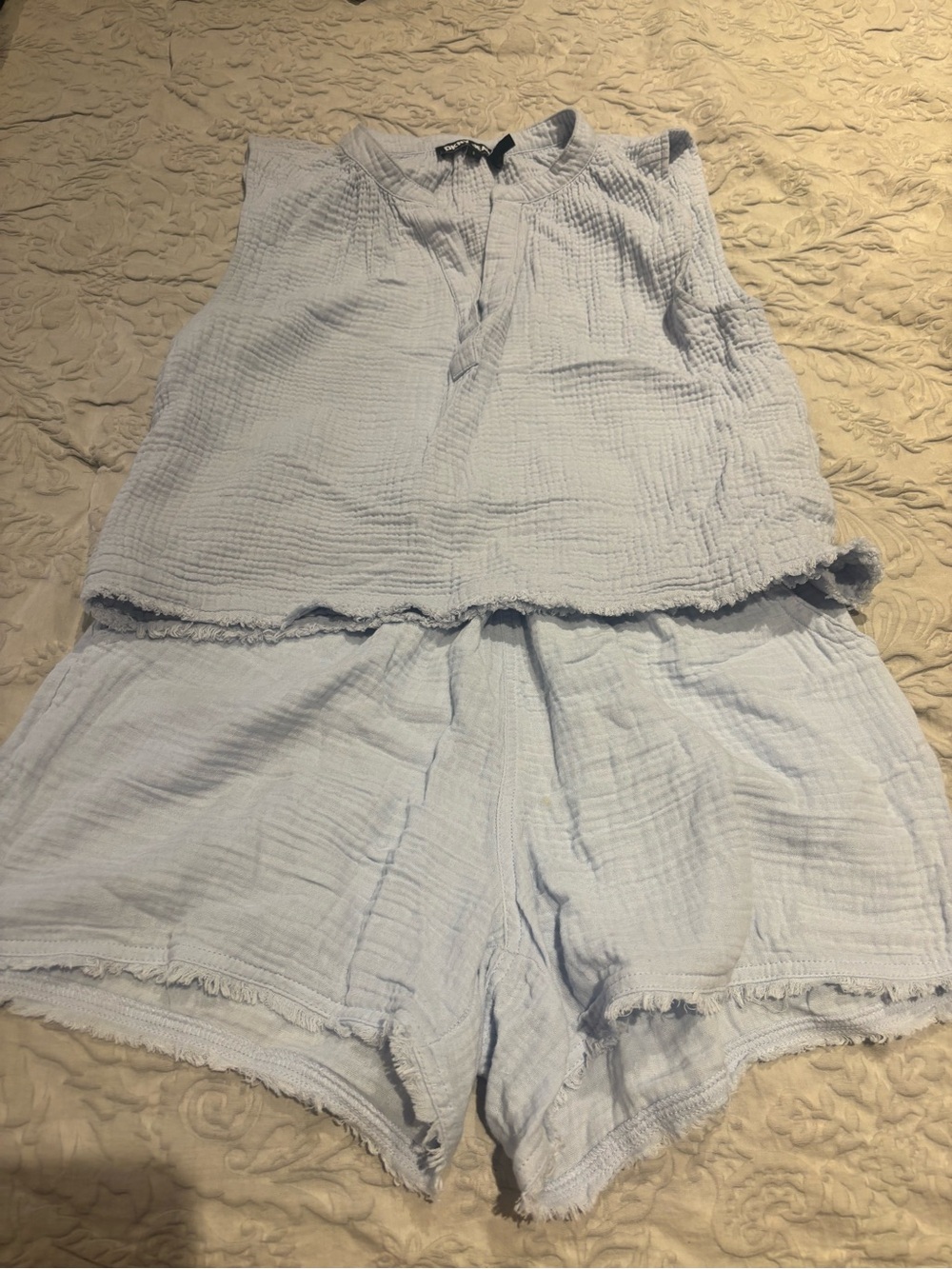 DKNY Light Blue Sleeveless Romper Set